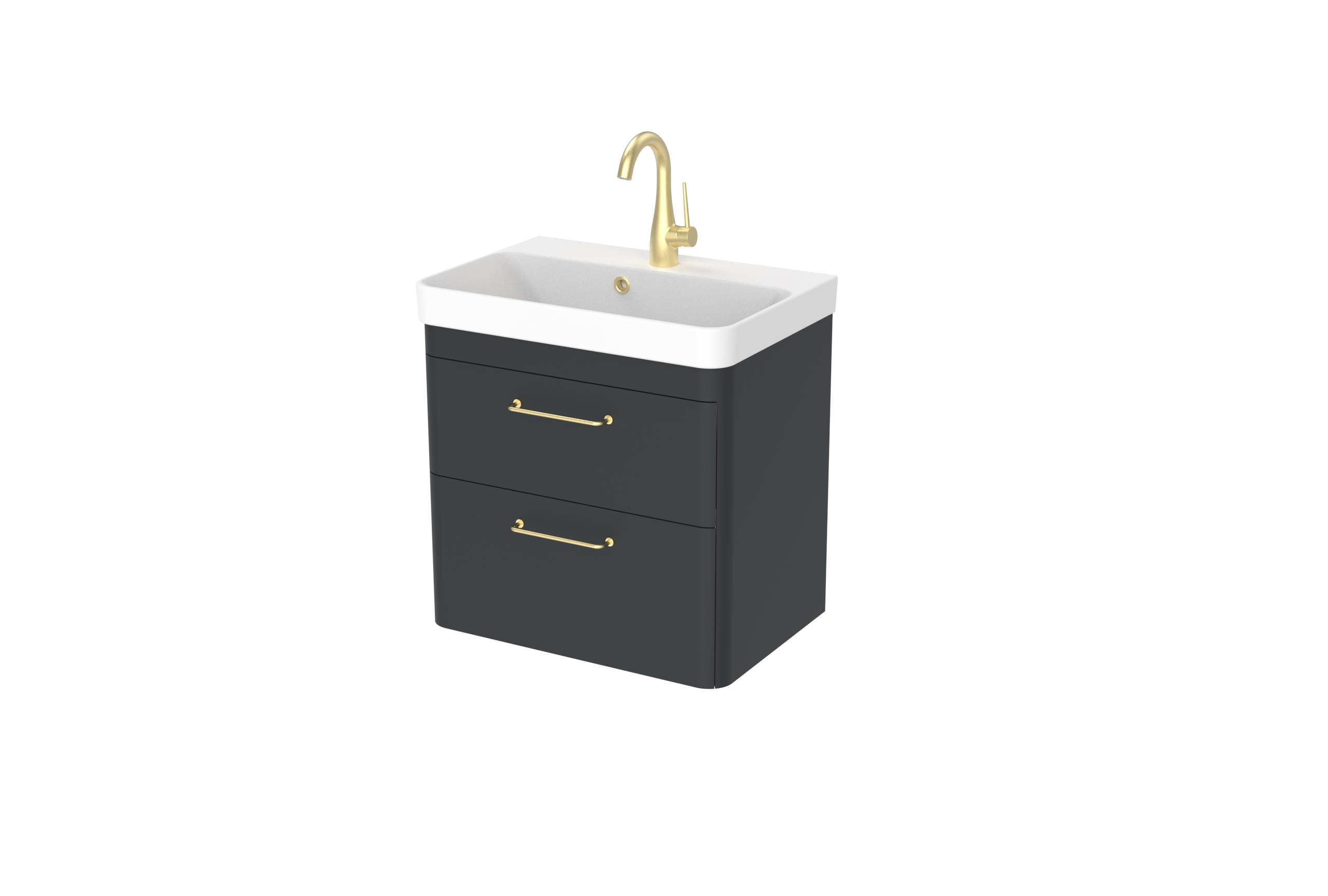 Saneux Hyde 55cm 2 Drawer Wall Mounted Unit - Matte Anthracite HY055W2.MA.2